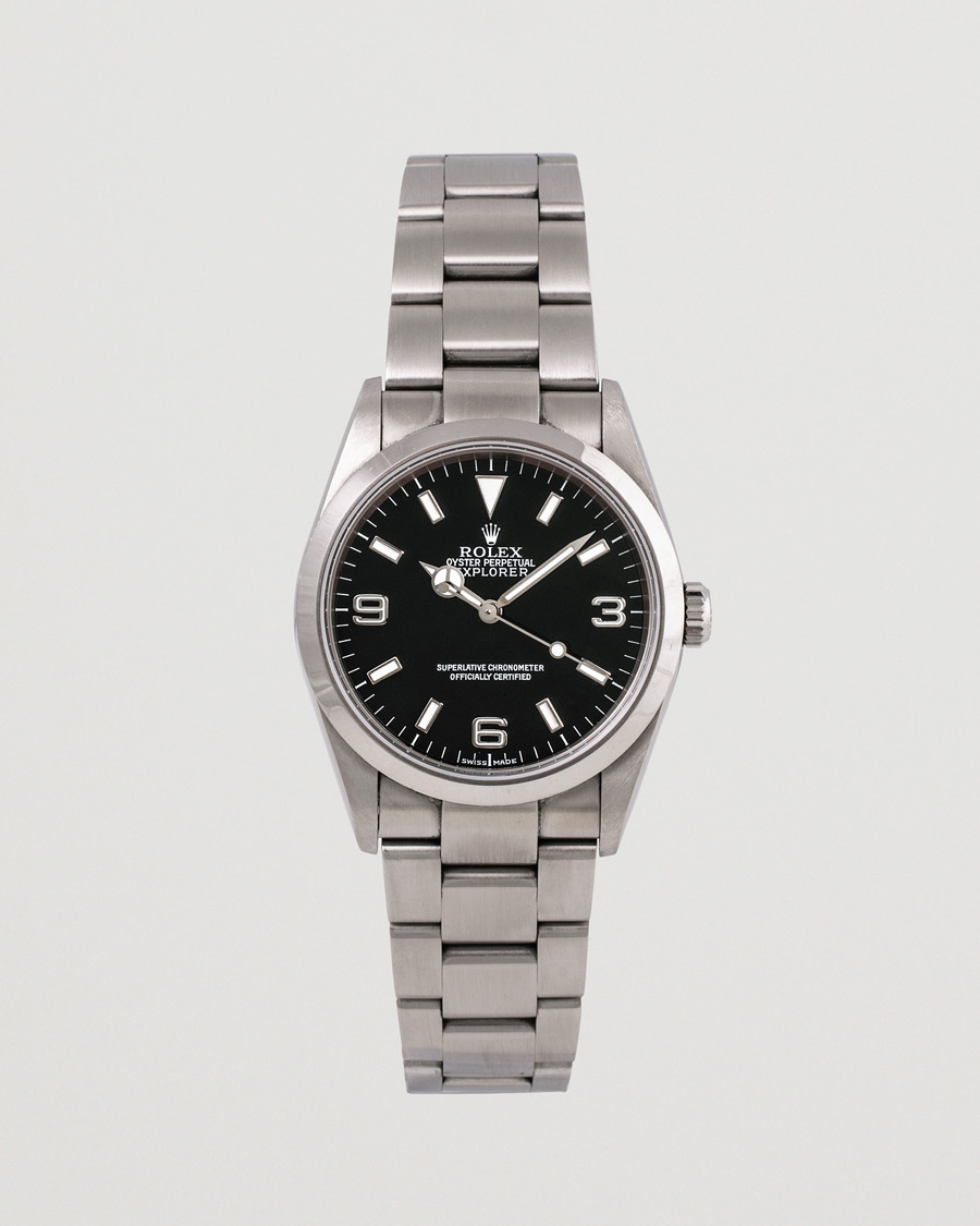 Men | Rolex Pre-Owned Explorer 114270 Steel Black Silver | Rolex Pre-Owned | Explorer 114270 Steel Black Silver