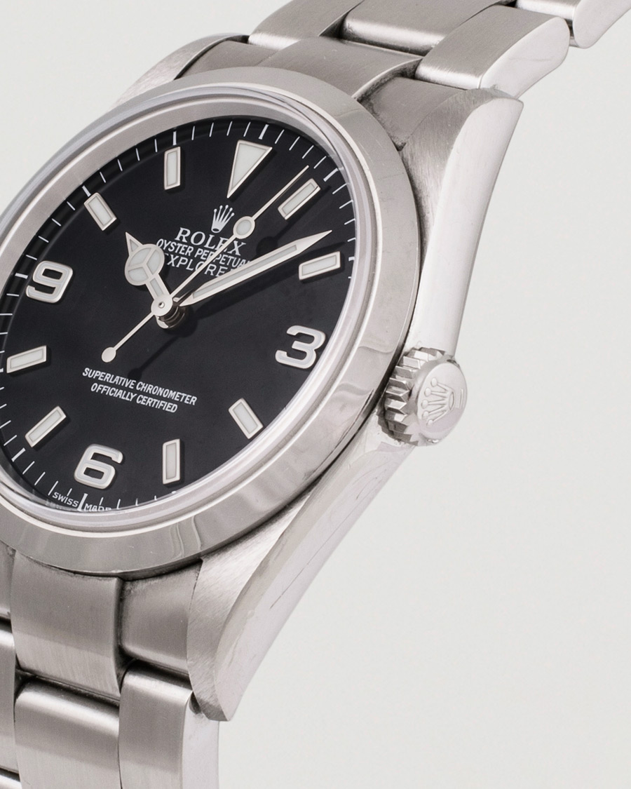 Men | Rolex Pre-Owned Explorer 114270 Steel Black Silver | Rolex Pre-Owned | Explorer 114270 Steel Black Silver