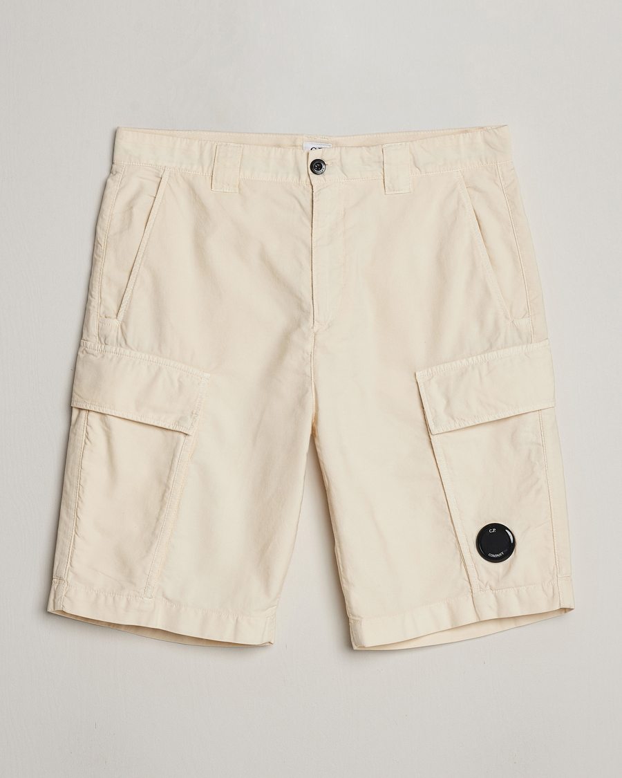 Men | Shorts | C.P. Company | Ottoman Garment Dyed Cotton Cargo Shorts Off White