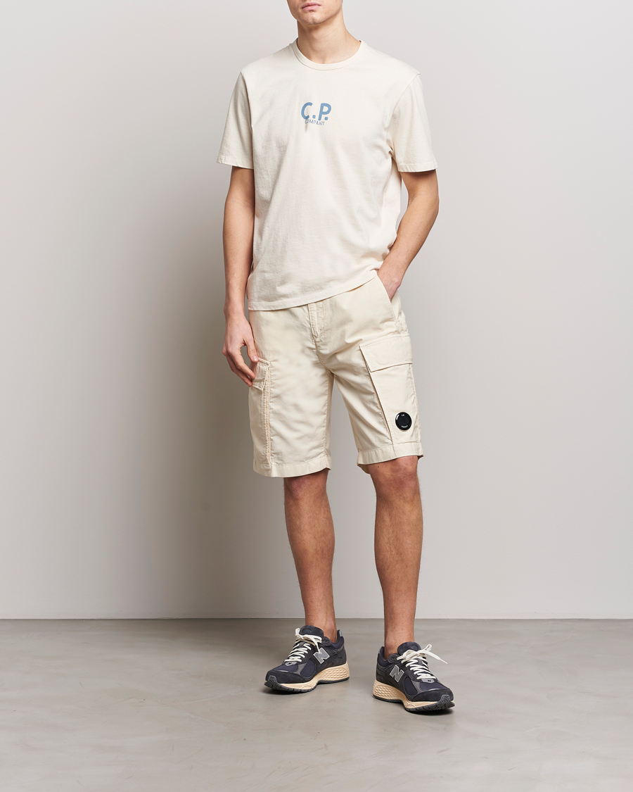 Men | Shorts | C.P. Company | Ottoman Garment Dyed Cotton Cargo Shorts Off White