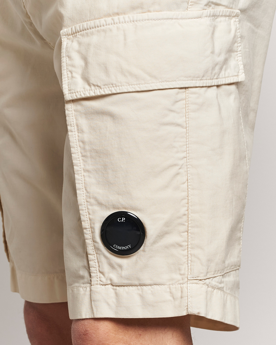Men | Shorts | C.P. Company | Ottoman Garment Dyed Cotton Cargo Shorts Off White