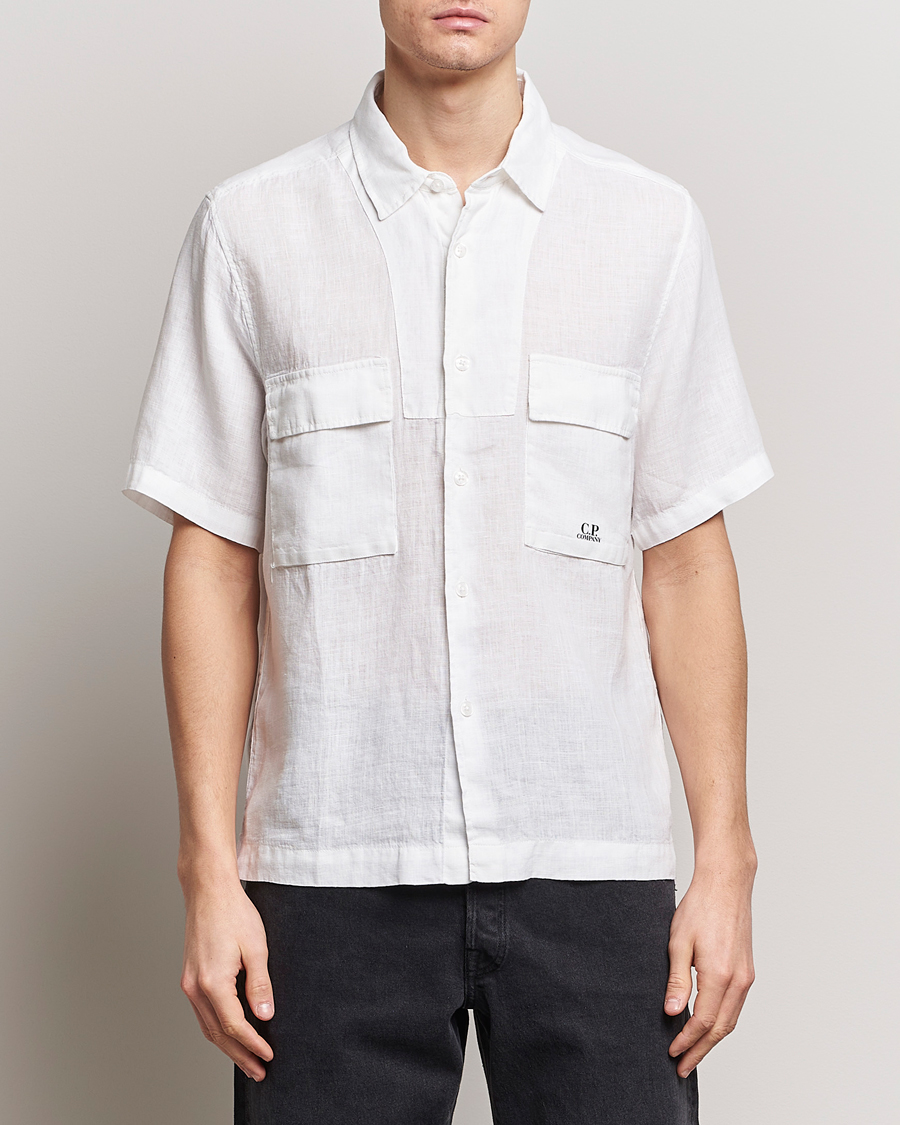 Men | Short Sleeve Shirts | C.P. Company | Short Sleeve Linen Shirt White