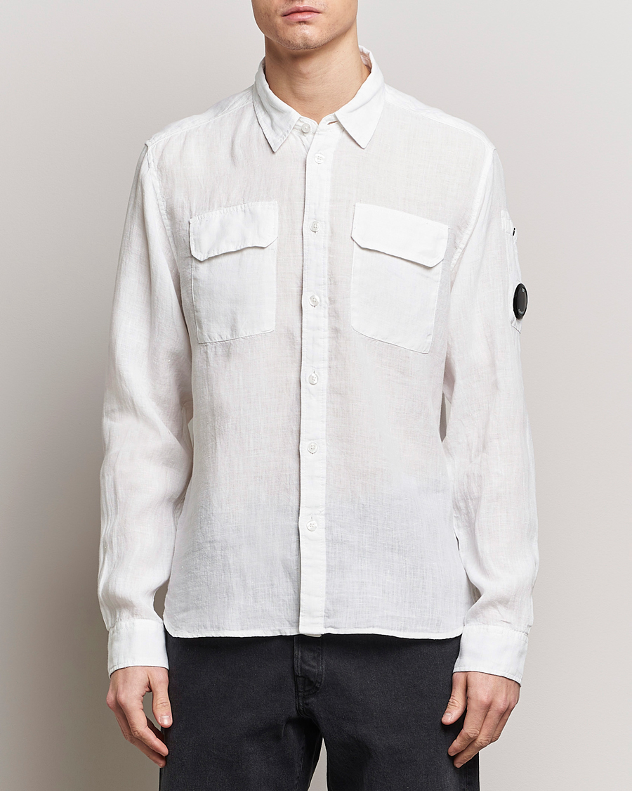 Men | Shirts | C.P. Company | Long Sleeve Linen Shirt White