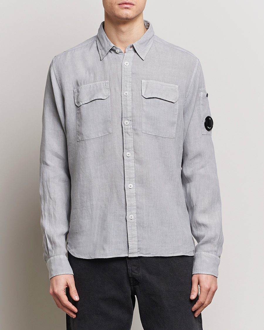 Men | Departments | C.P. Company | Long Sleeve Linen Shirt Grey