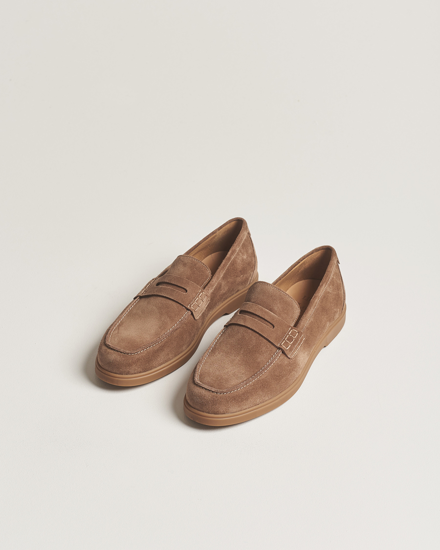 Men | Loake 1880 Lucca Suede Penny Loafer Flint | Loake 1880 | Lucca Suede Penny Loafer Flint