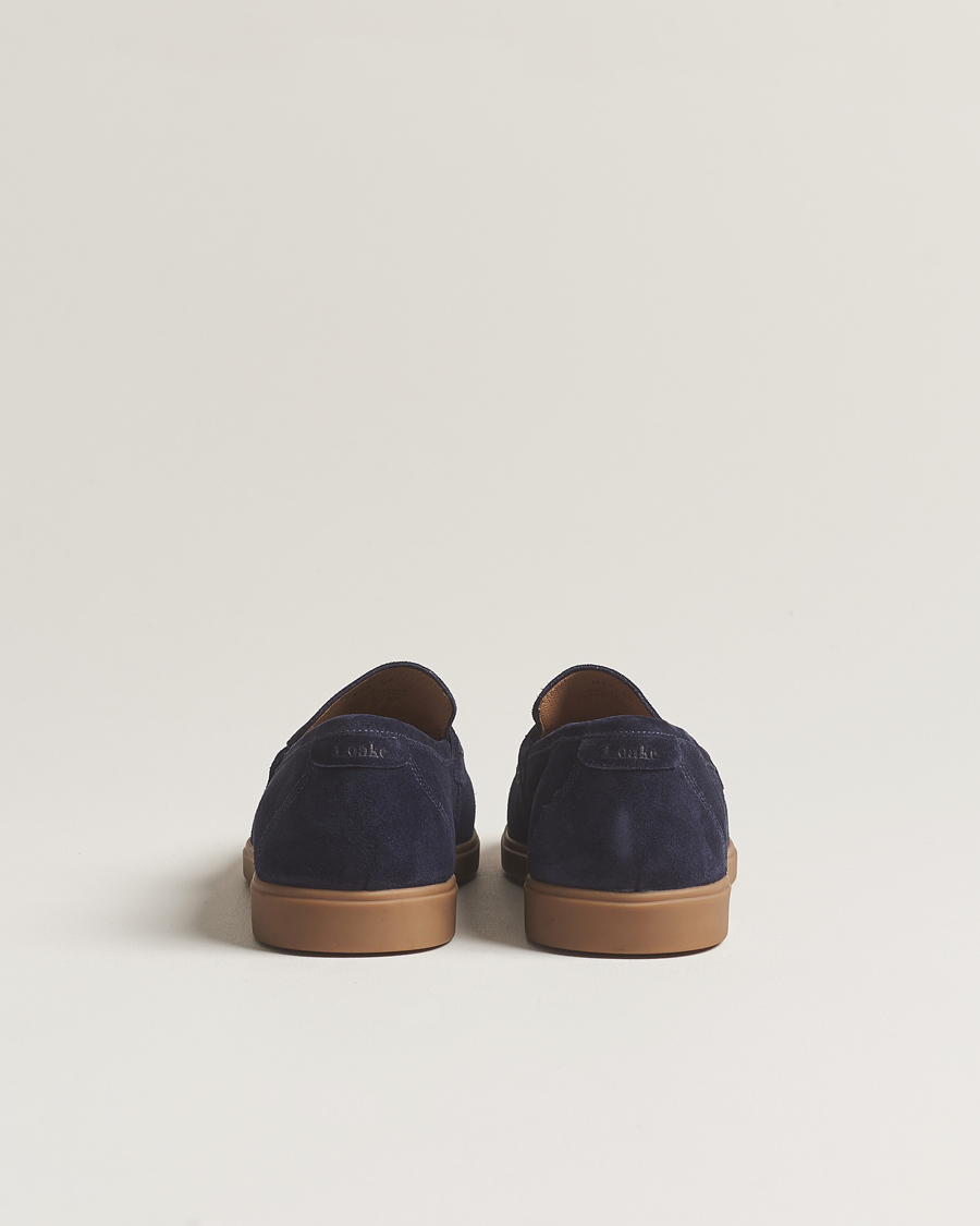 Men | Loake 1880 Lucca Suede Penny Loafer Navy | Loake 1880 | Lucca Suede Penny Loafer Navy