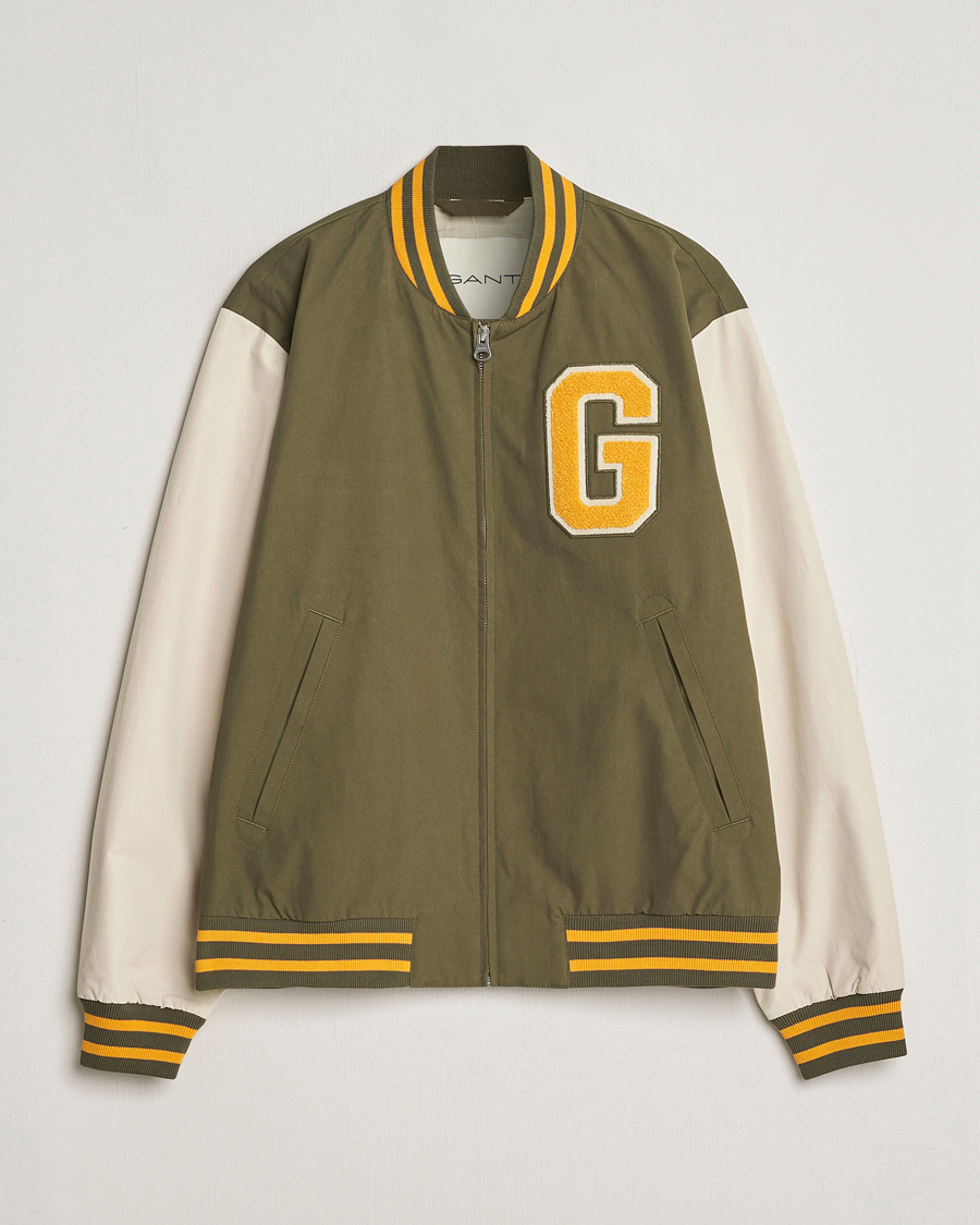 【KHAKI】Light varsity jkt GANT Light Varsity Jacket Green/Soft Oat at CareOfCarl.com