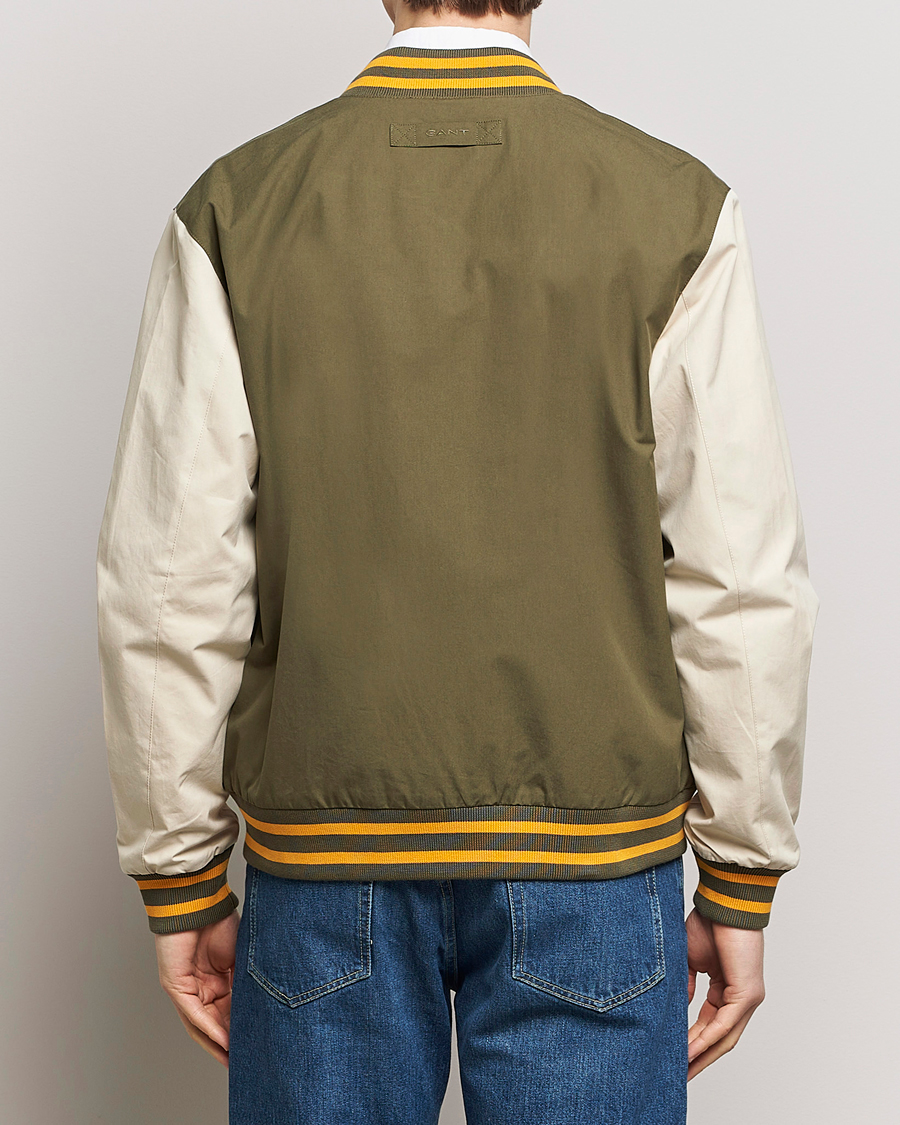 Men | Coats & Jackets | GANT | Light Varsity Jacket Green/Soft Oat