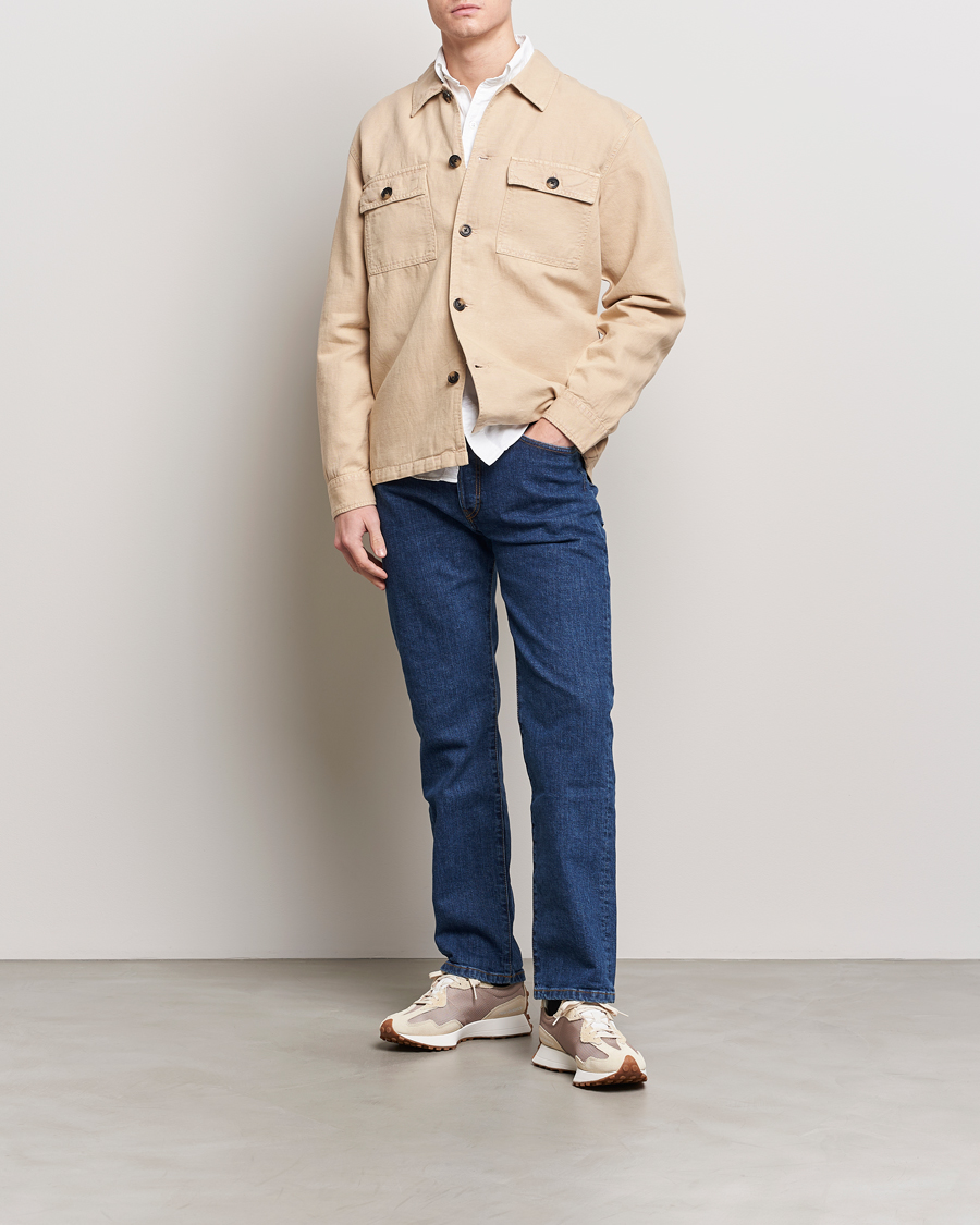 Men | Shirts | GANT | Linen/Cotton Twill Overshirt Dry Sand