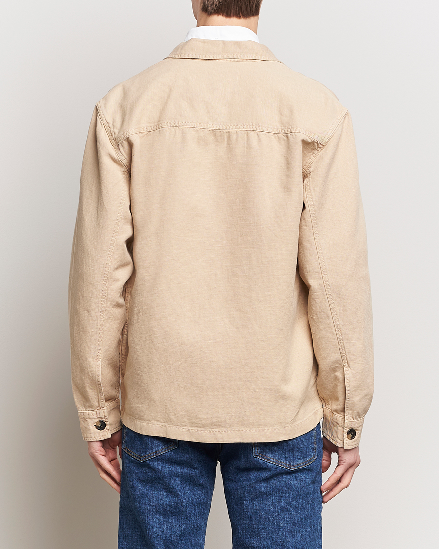 Men | Shirts | GANT | Linen/Cotton Twill Overshirt Dry Sand