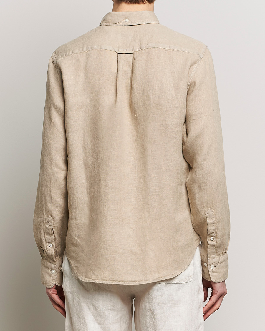 Men | Shirts | GANT | Regular Fit Garment Dyed Linen Shirt Concrete Beige