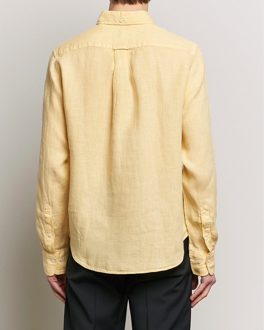 Men | Shirts | GANT | Regular Fit Garment Dyed Linen Shirt Dusty Yellow