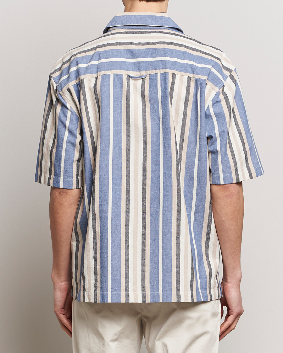 Men | Shirts | GANT | Relaxed Fit Wide Stripe Short Sleeve Shirt Rich Blue