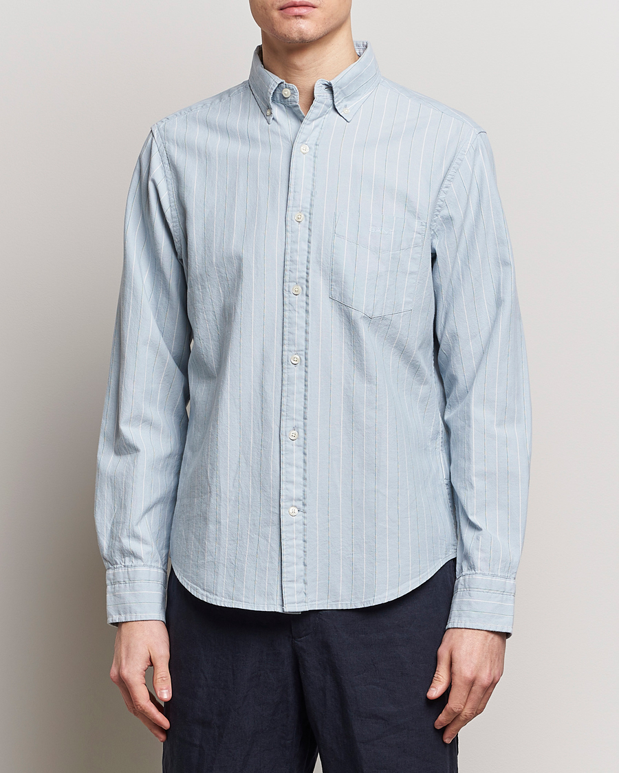 Homme |  | GANT | Regular Fit Archive Striped Oxford Shirt Dove Blue