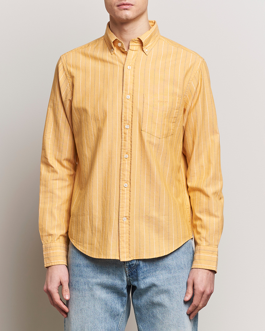 Men | Shirts | GANT | Regular Fit Archive Striped Oxford Shirt Medal Yellow