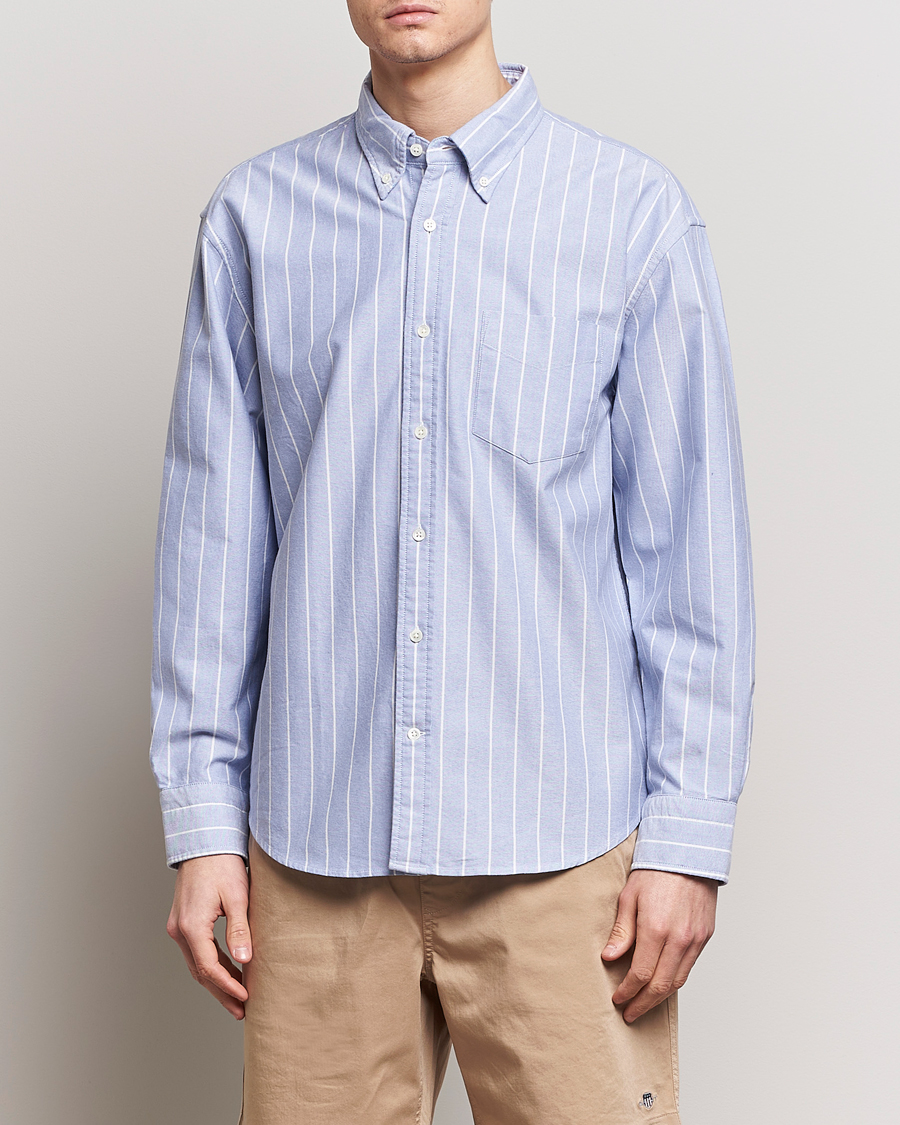Homme |  | GANT | Relaxed Fit Heritage Striped Oxford Shirt Blue/White