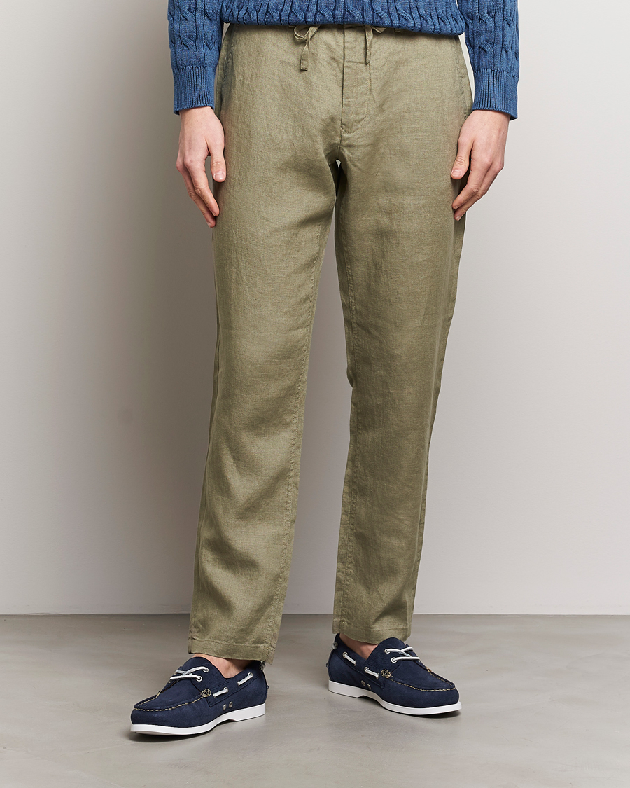 Men | Trousers | GANT | Relaxed Linen Drawstring Pants Dried Clay