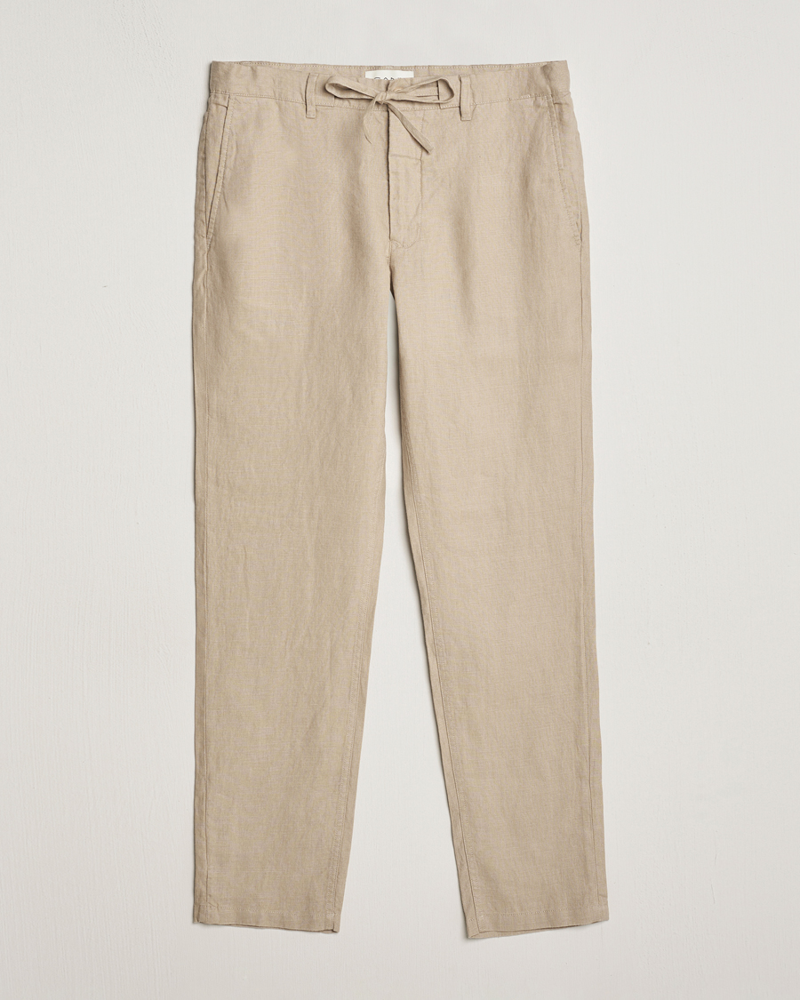 Men | Trousers | GANT | Relaxed Linen Drawstring Pants Dry Sand