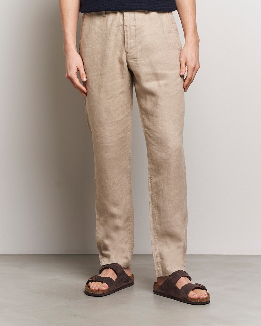 Men | Linen Trousers | GANT | Relaxed Linen Drawstring Pants Dry Sand