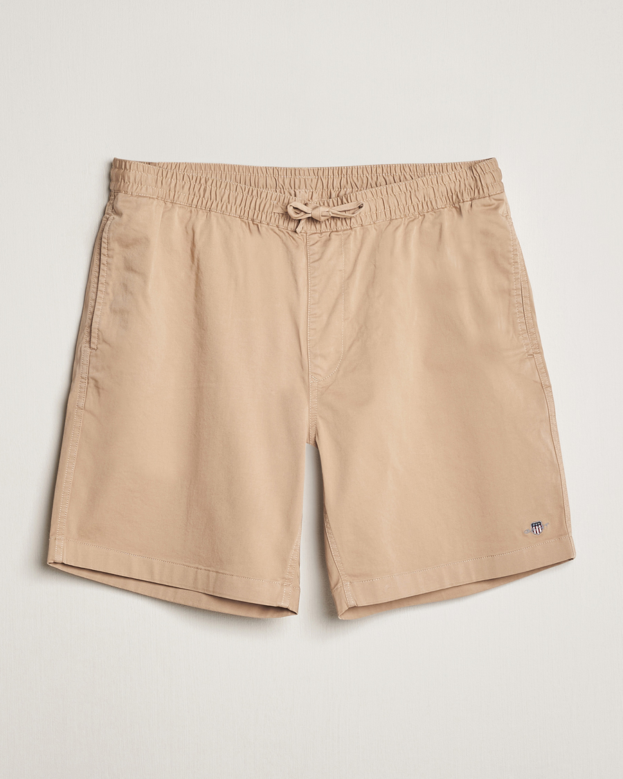 Men | Shorts | GANT | Drawstring Logo Shorts Dark Khaki