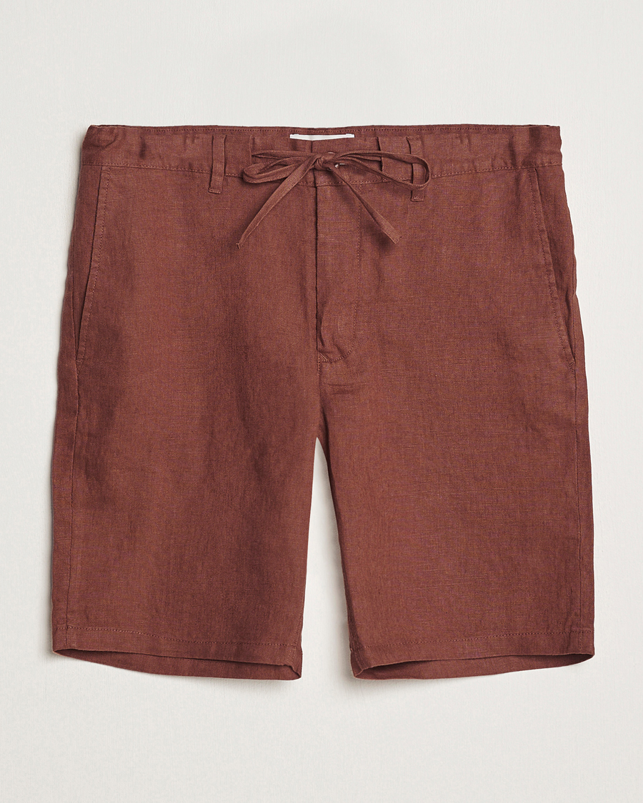 Men | Shorts | GANT | Relaxed Linen Drawstring Shorts Cognac Brown