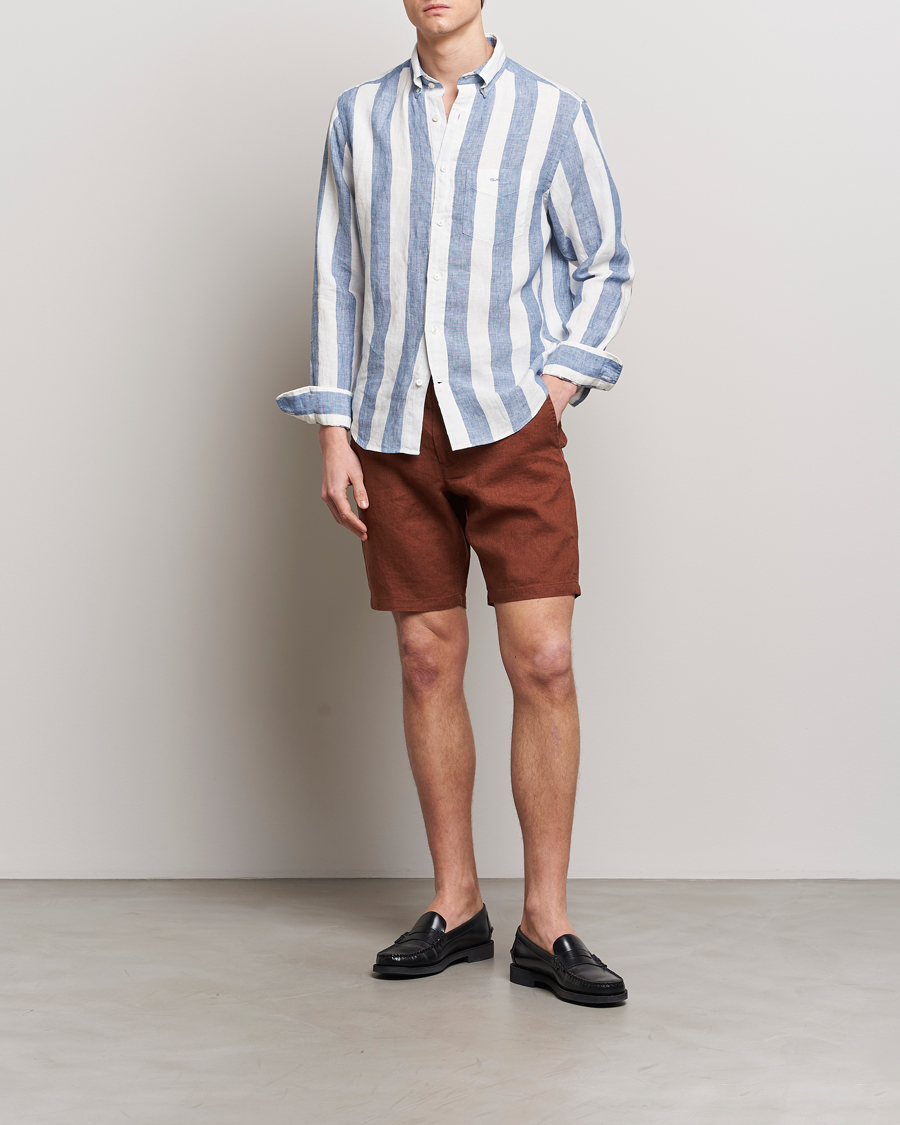 Men | Shorts | GANT | Relaxed Linen Drawstring Shorts Cognac Brown