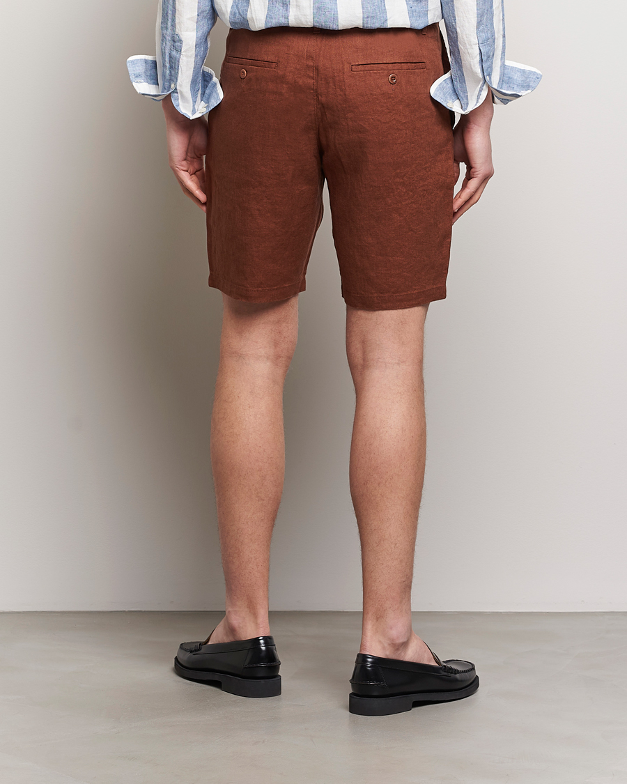 Men | Shorts | GANT | Relaxed Linen Drawstring Shorts Cognac Brown