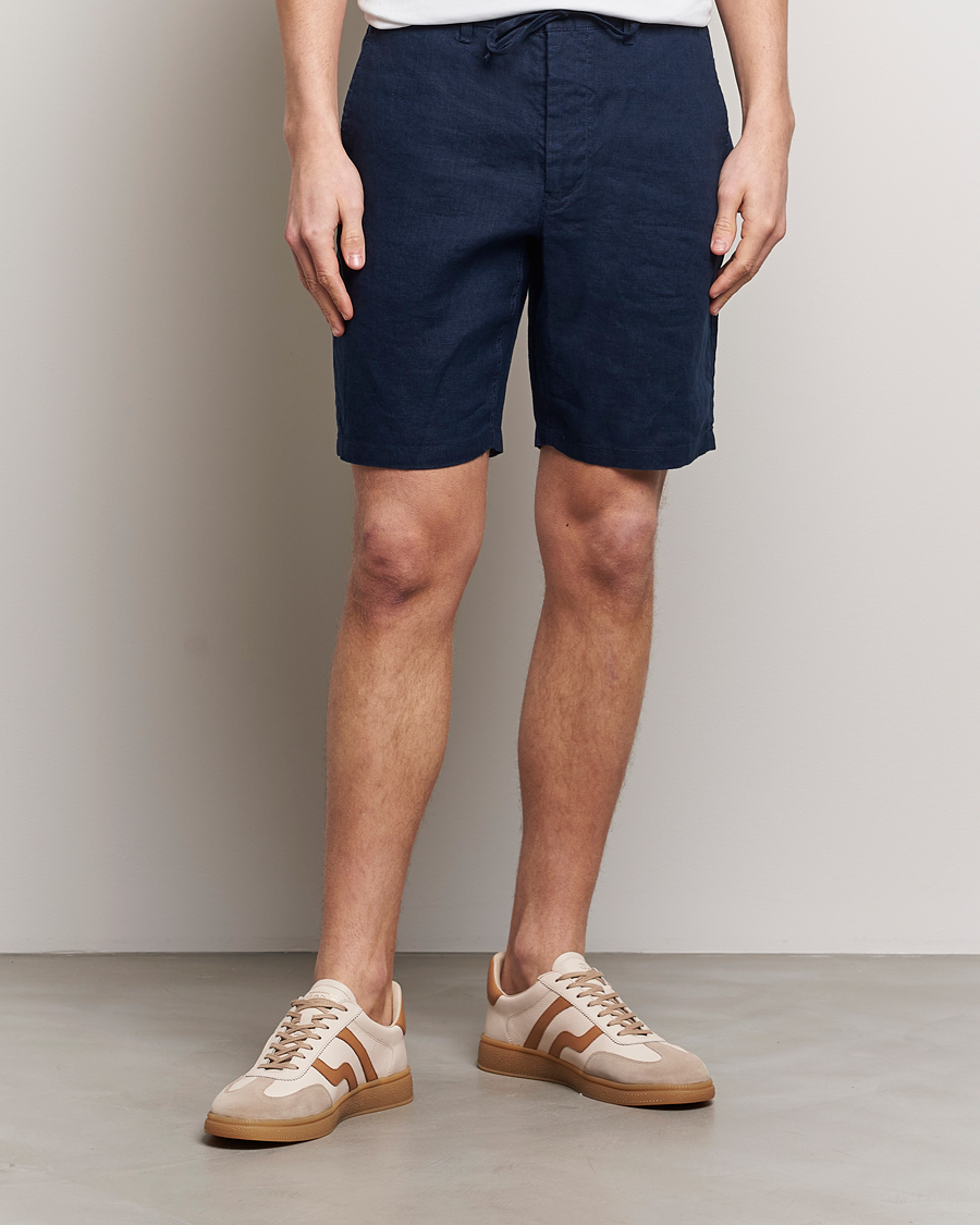 Men | Shorts | GANT | Relaxed Linen Drawstring Shorts Marine