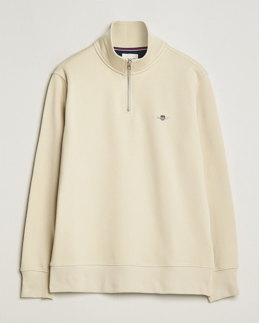 Men | Sweaters & Knitwear | GANT | Original Shield Half Zip Sweater Silky Beige