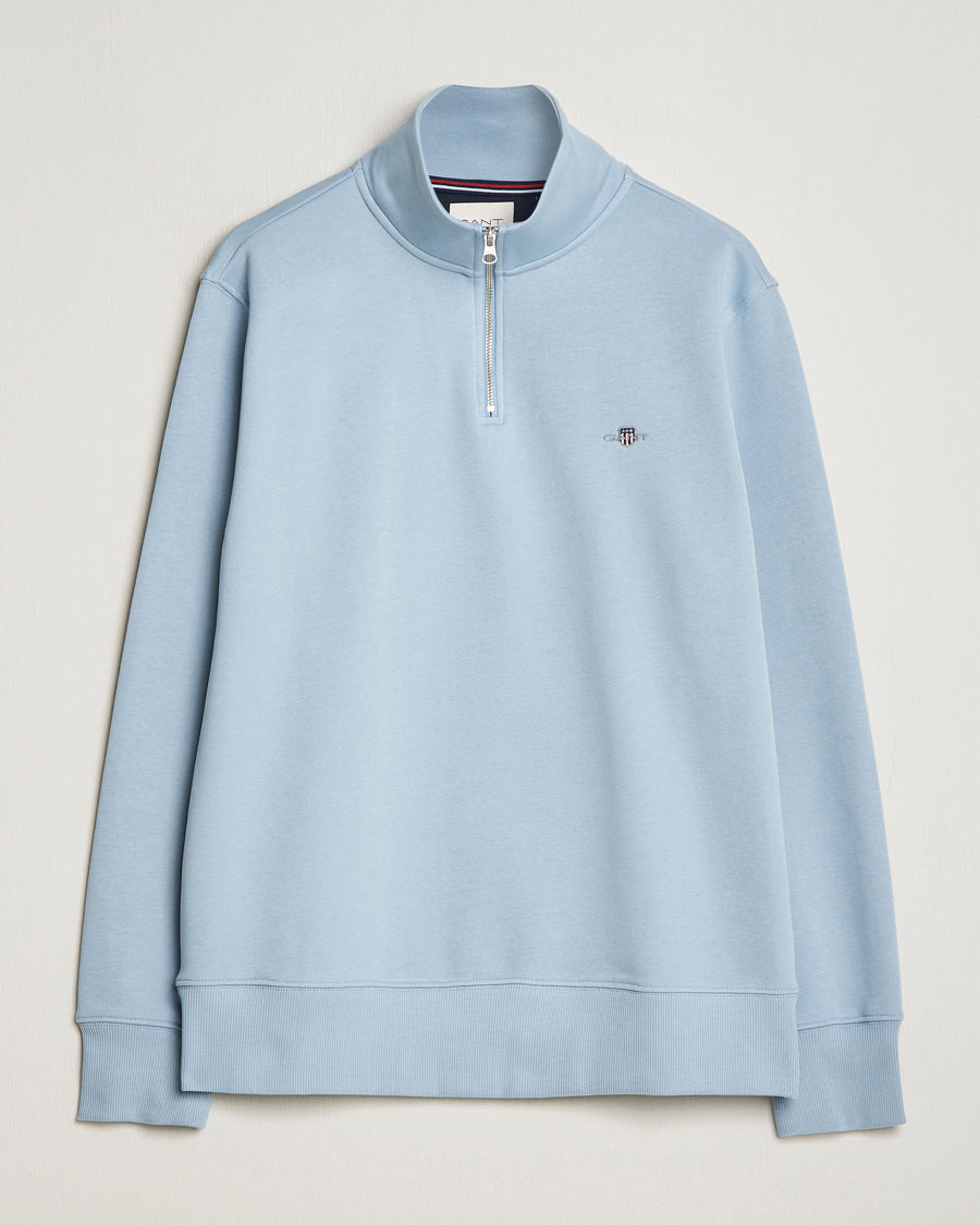 Men | Sweaters & Knitwear | GANT | Original Shield Half Zip Sweater Dove Blue