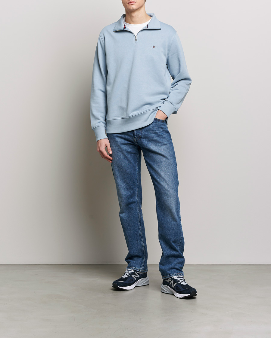 Men | Sweaters & Knitwear | GANT | Original Shield Half Zip Sweater Dove Blue