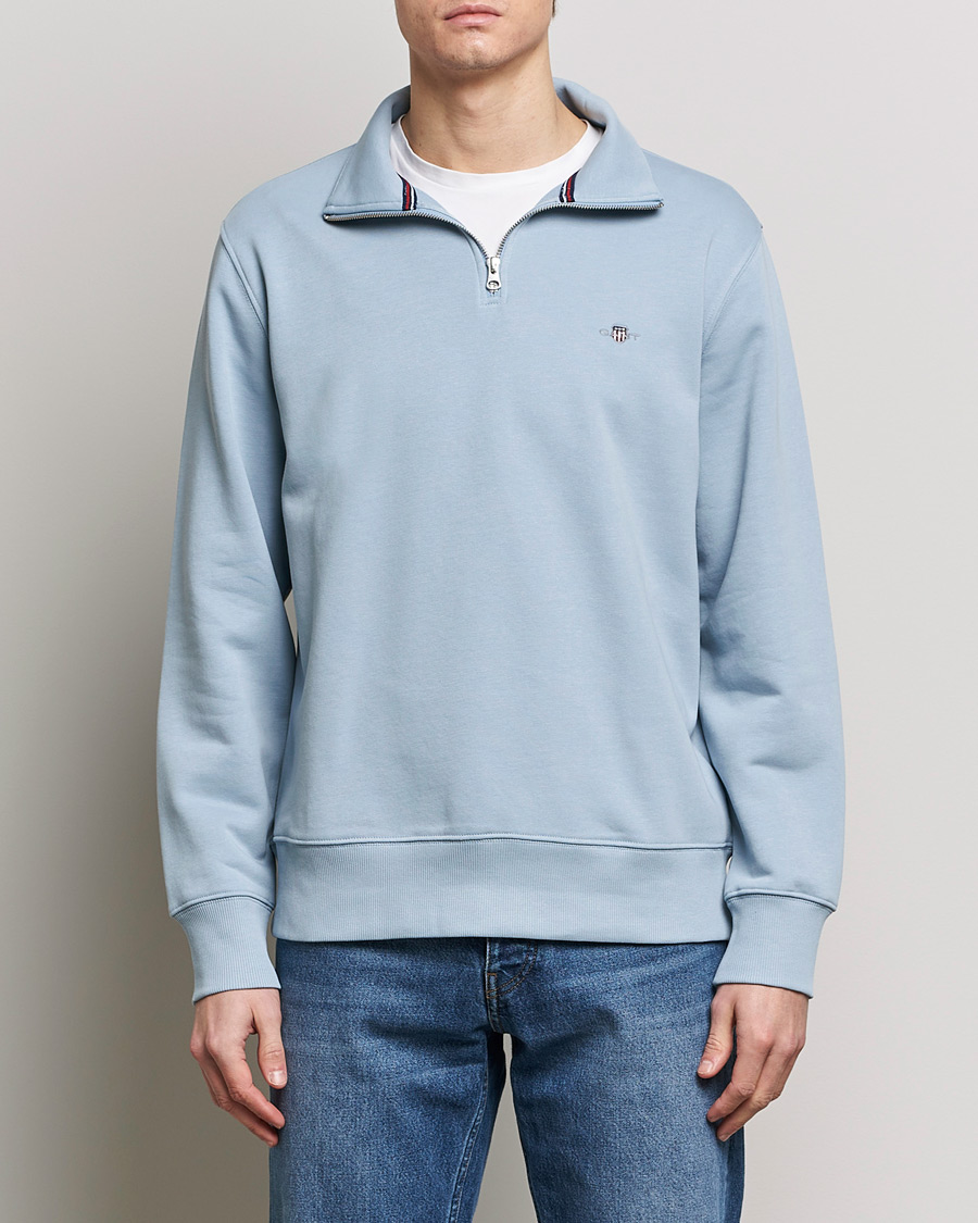 Men | Sweaters & Knitwear | GANT | Original Shield Half Zip Sweater Dove Blue