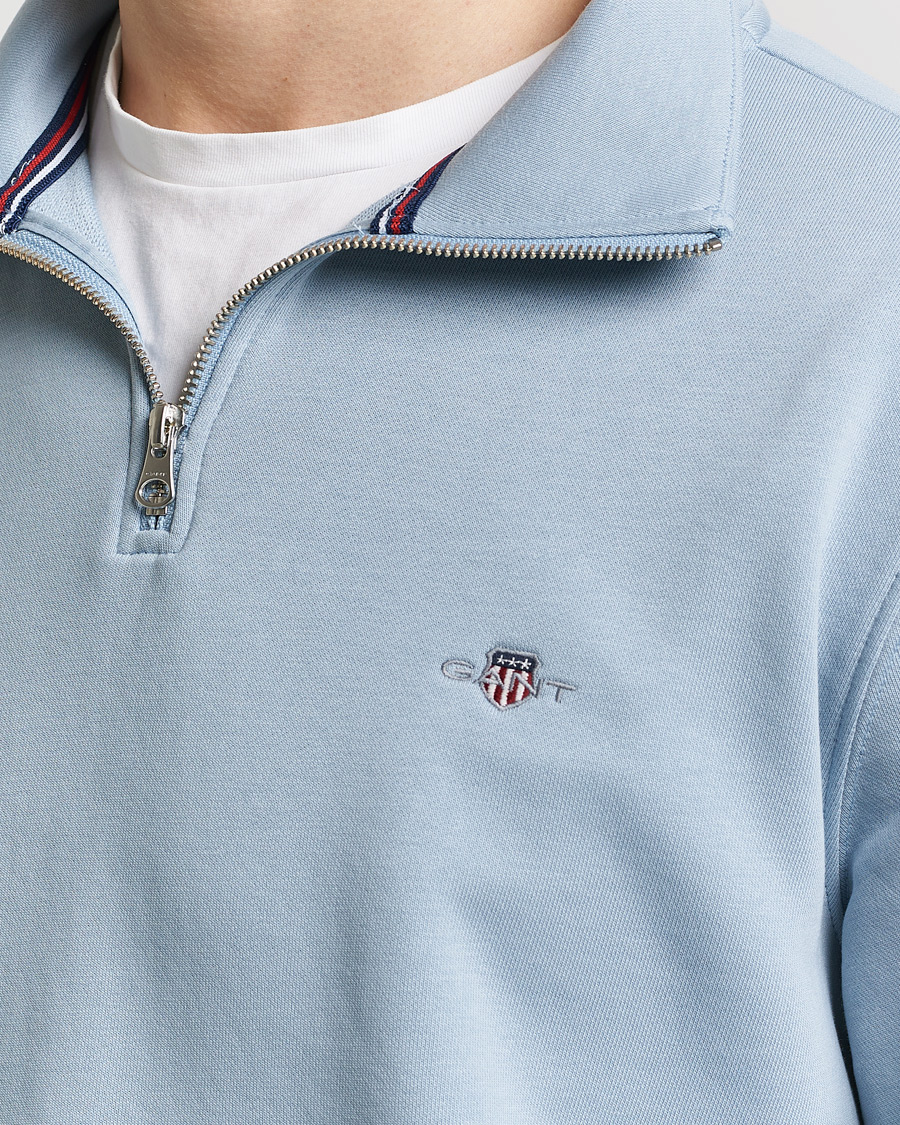 Men | Sweaters & Knitwear | GANT | Original Shield Half Zip Sweater Dove Blue