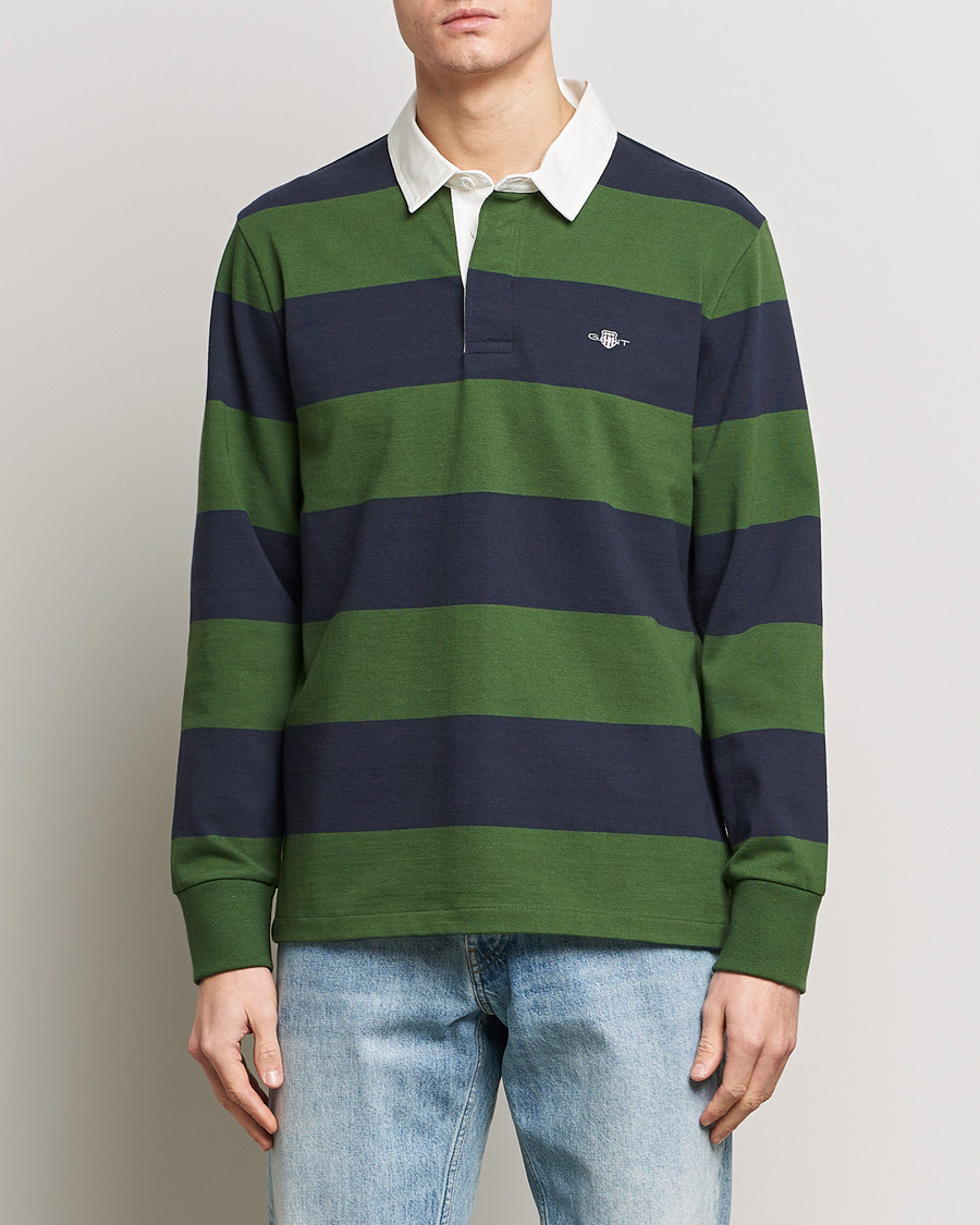 Men | Sweaters & Knitwear | GANT | Barstriped Rugger Pine Green/Navy