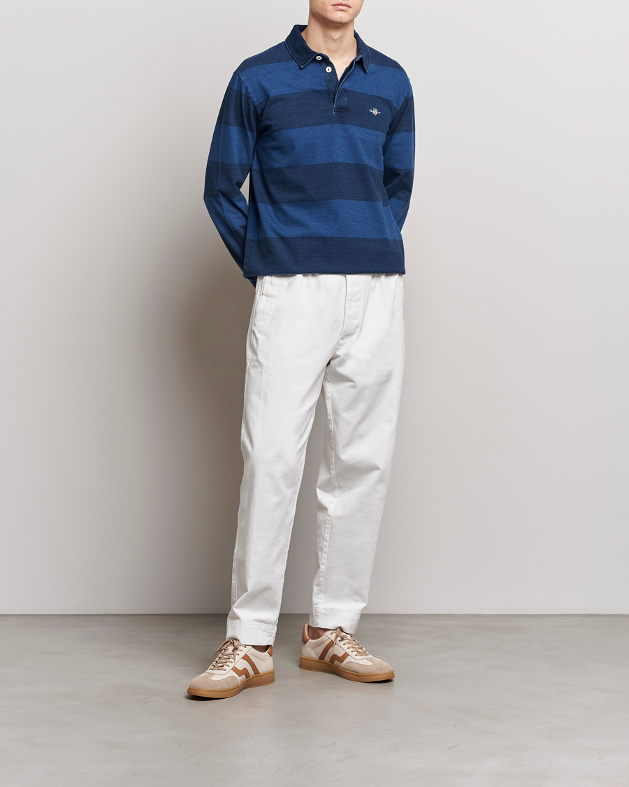 Men | Sweaters & Knitwear | Gant | Barstriped Rugger Navy/Indigo