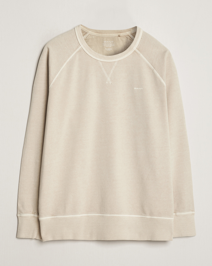 Men | Sweaters & Knitwear | GANT | Sunbleached Crew Neck Sweatshirt Silky Beige