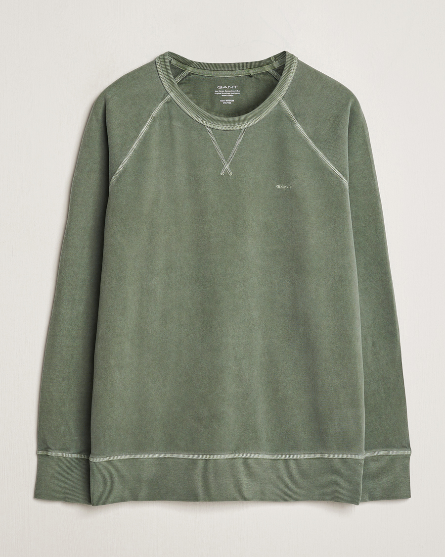 Men | Sweaters & Knitwear | GANT | Sunbleached Crew Neck Sweatshirt Pine Green