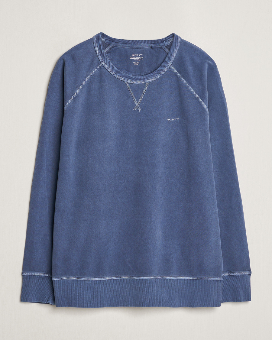 Men | Sweaters & Knitwear | GANT | Sunbleached Crew Neck Sweatshirt Dusty Blue Sea