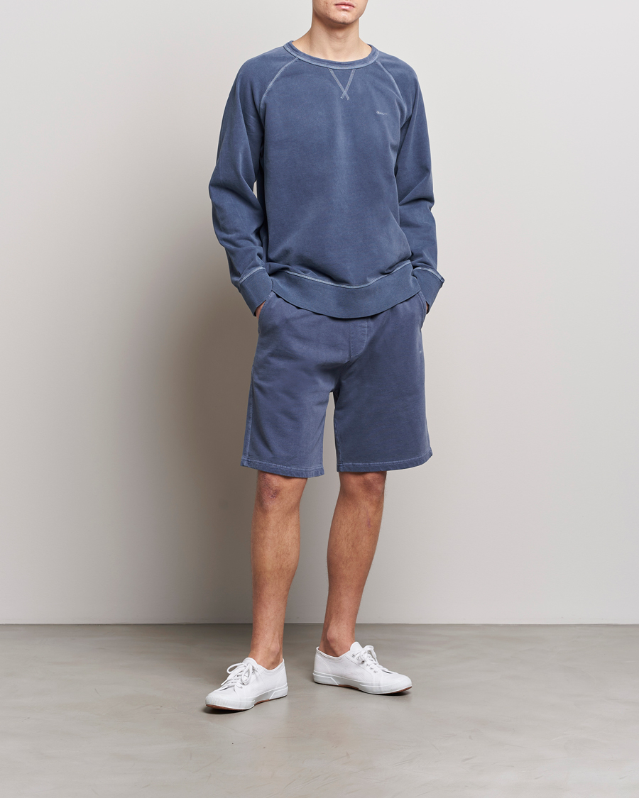 Men | Sweaters & Knitwear | GANT | Sunbleached Crew Neck Sweatshirt Dusty Blue Sea