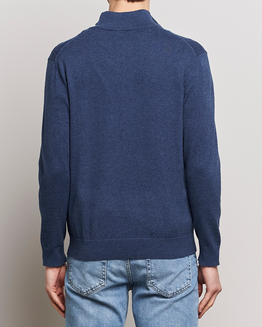 Men | Sweaters & Knitwear | GANT | Classic Cotton Half Zip Dark Jeans Blue Melange