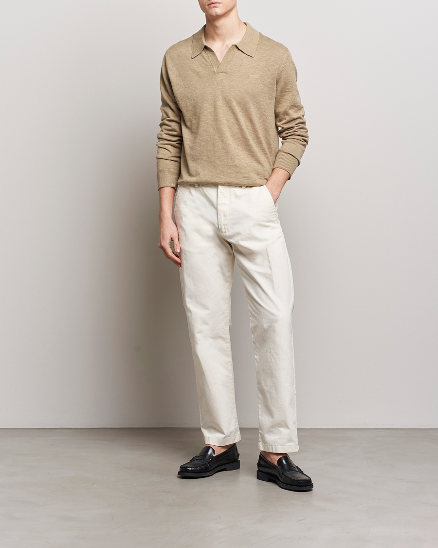 Men | Sweaters & Knitwear | GANT | Cotton/Linen Knitted Polo Dried Clay