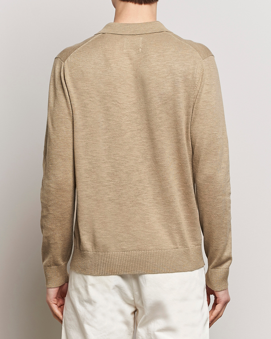Men | Sweaters & Knitwear | GANT | Cotton/Linen Knitted Polo Dried Clay