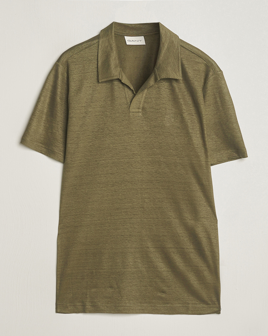 Men | Polo Shirts | GANT | Linen Polo Juniper Green