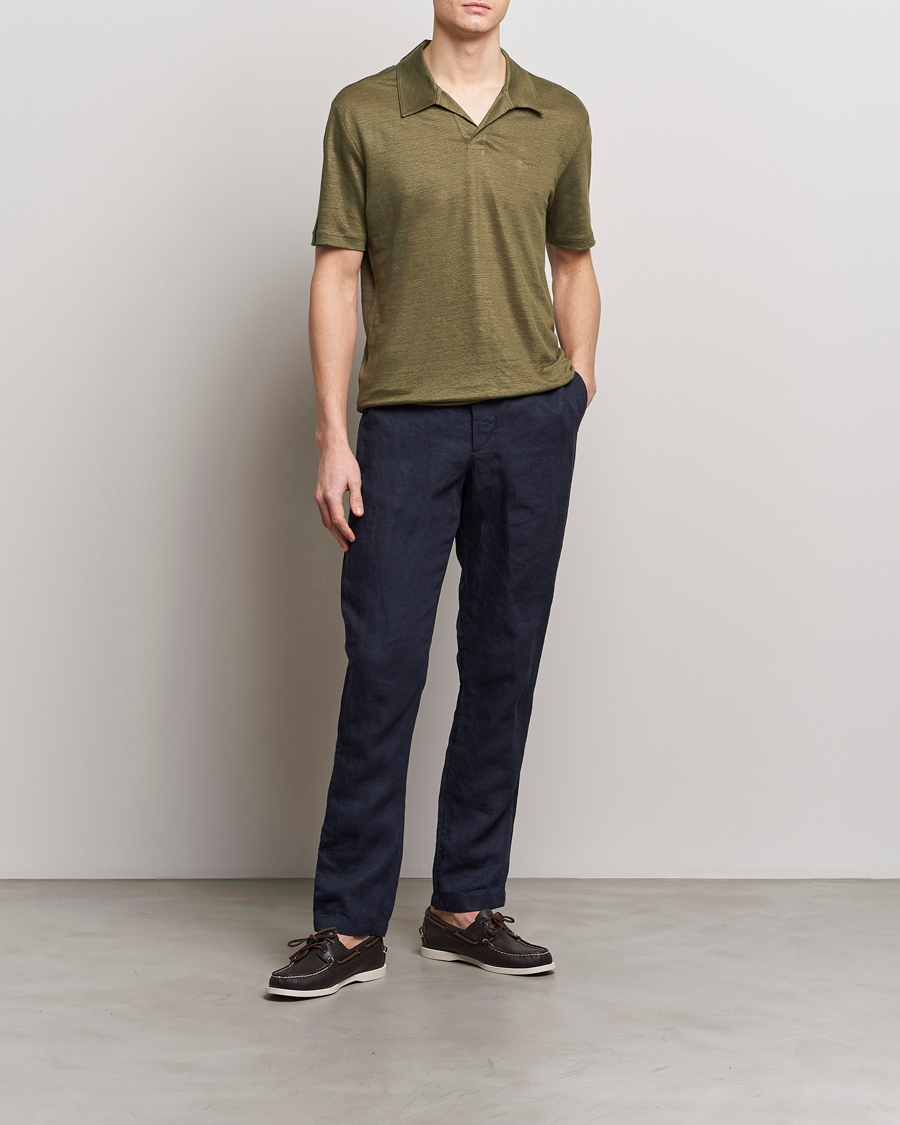 Men | Polo Shirts | GANT | Linen Polo Juniper Green
