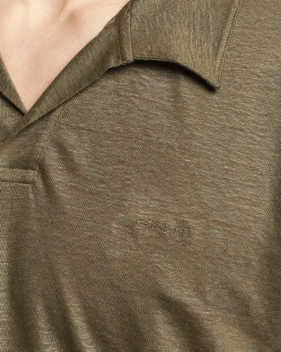 Men | Polo Shirts | GANT | Linen Polo Juniper Green
