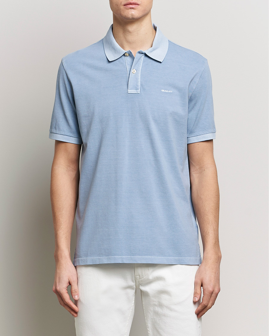 Men | Short Sleeve Polo Shirts | GANT | Sunbleached Polo Dove Blue