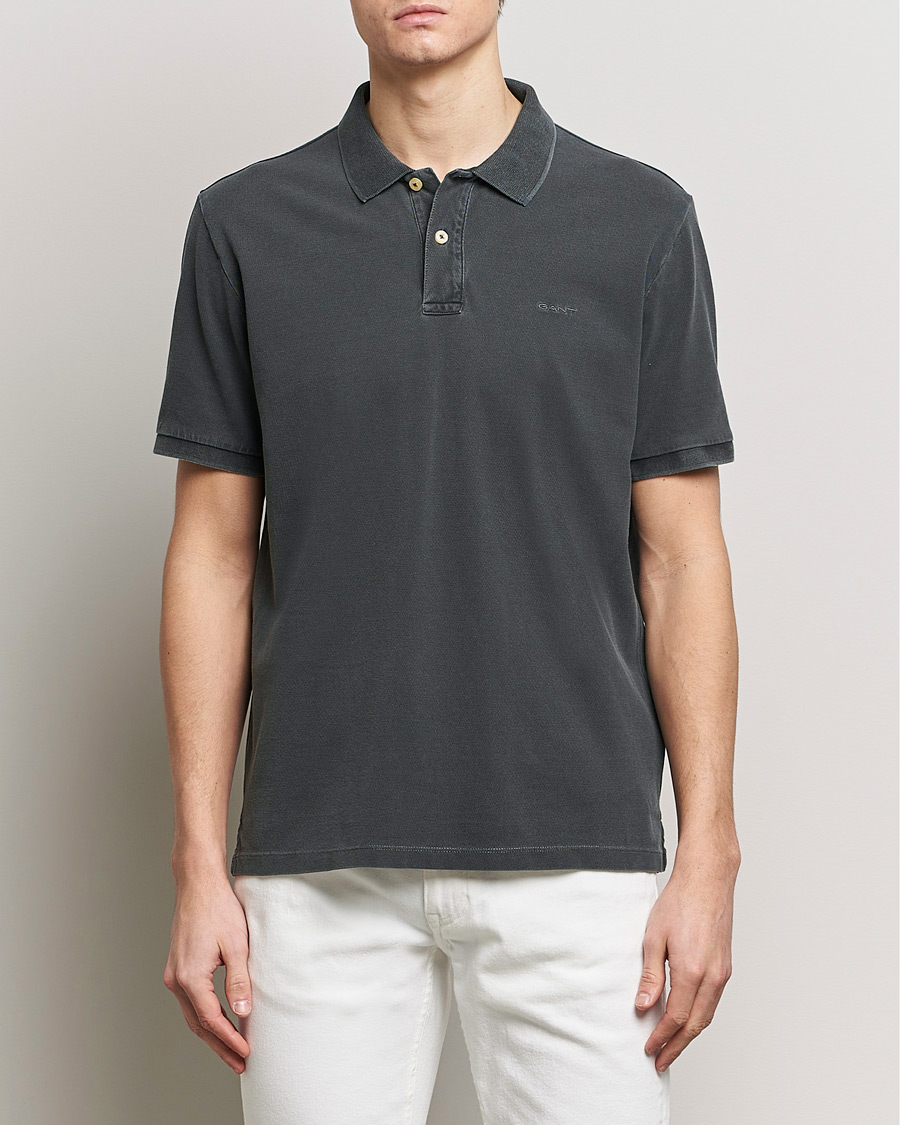Men | Short Sleeve Polo Shirts | GANT | Sunbleached Polo Black