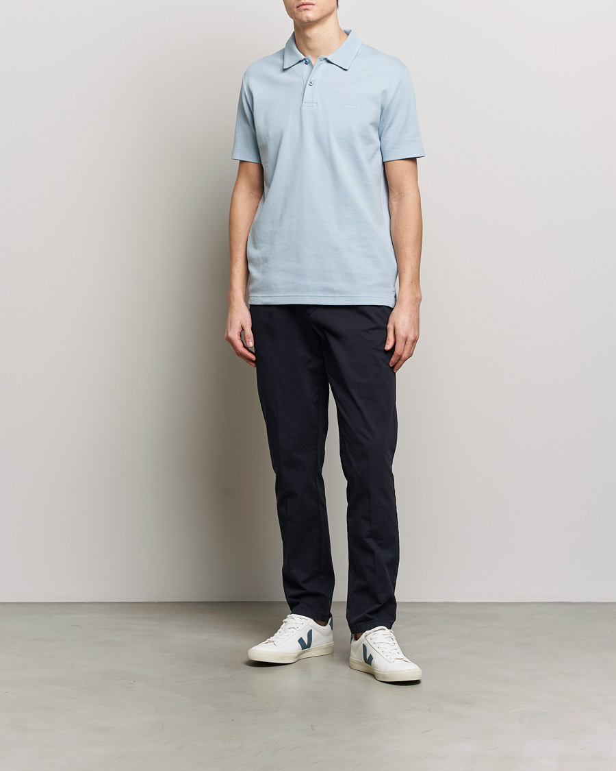 Men | Polo Shirts | GANT | Waffle Textured Polo Dove Blue