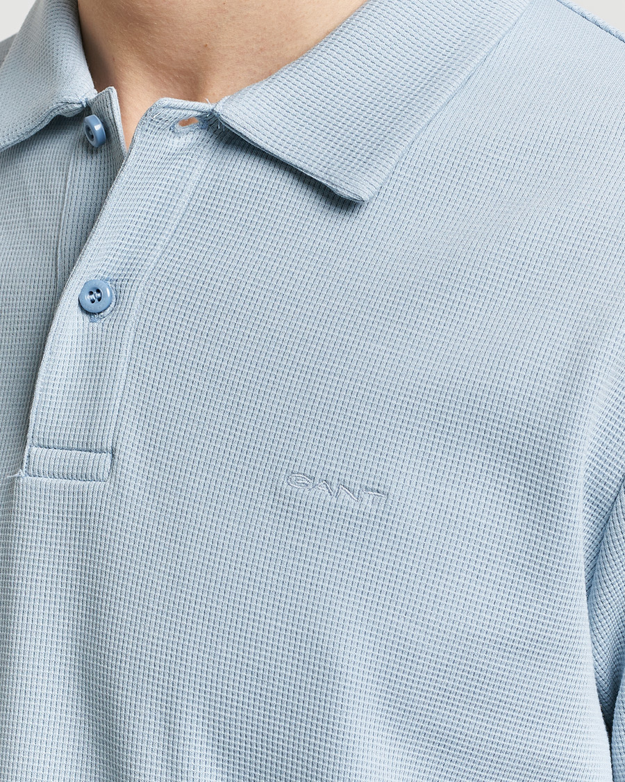 Men | Polo Shirts | GANT | Waffle Textured Polo Dove Blue