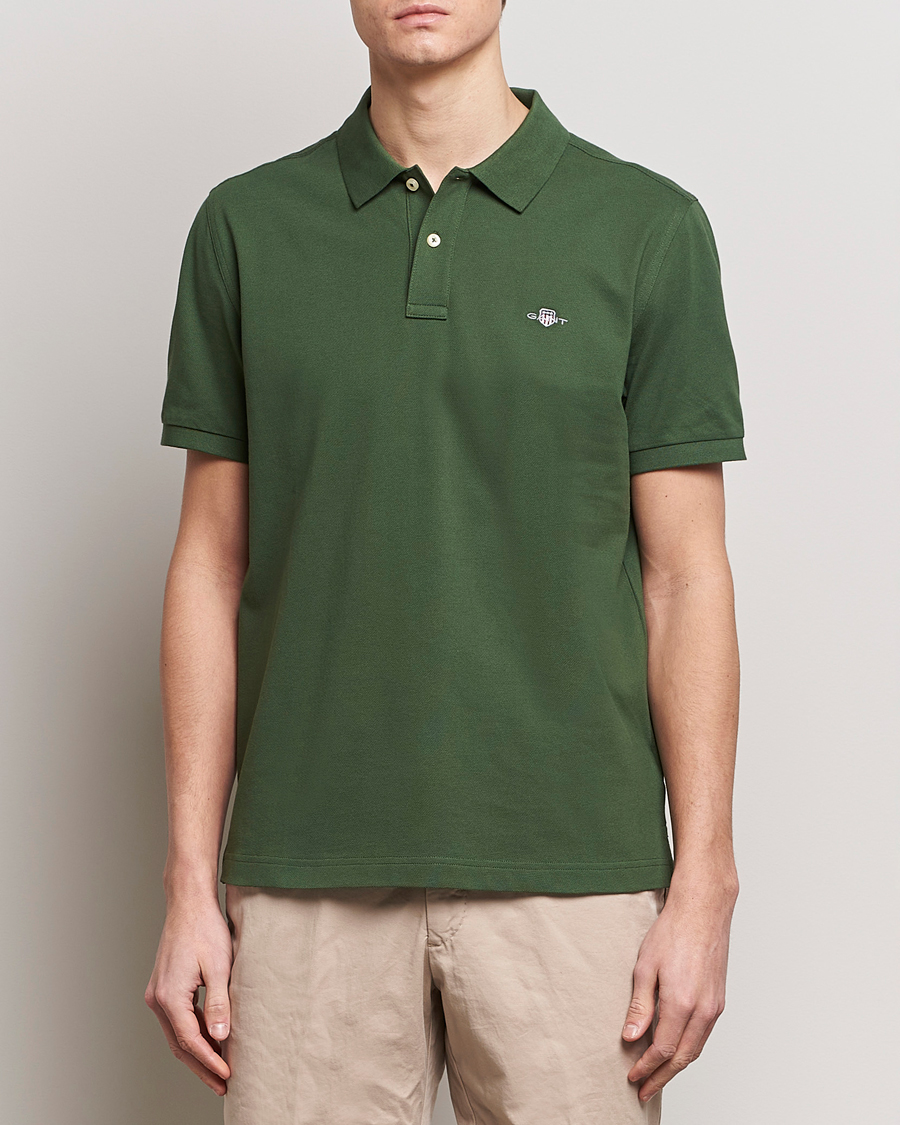 Men | Short Sleeve Polo Shirts | GANT | The Original Polo Pine Green
